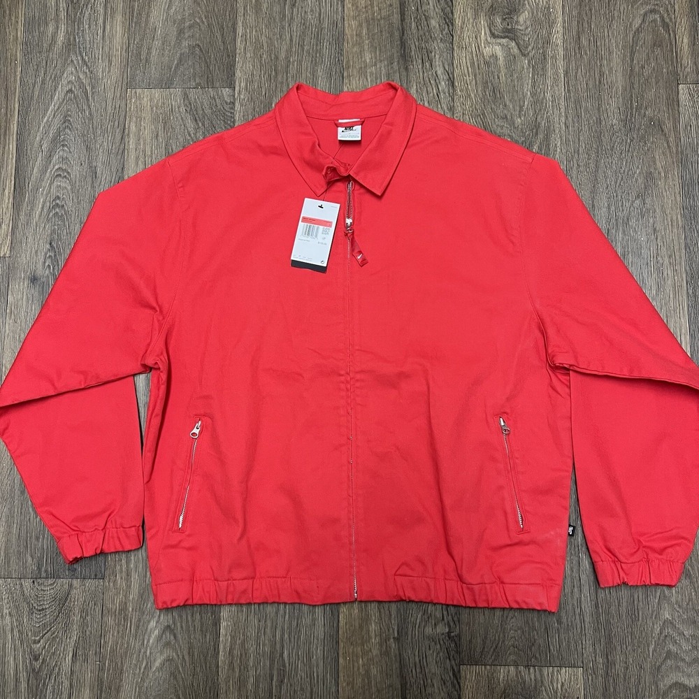 NWT Nike Mens Jacket Large Red Woven Twill Full Zip Up Skate Size Large $125